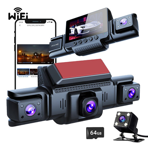Darrahopens Auto Accessories > Auto Accessories Others > Audio 4 Channel 5G WiFi Dashcam FHD 1080P 170° Wide Angle G-Sensor with 64GB Card