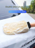 4-piece Beige Microfiber Car Wash Mitt - Double Sided Imitation Sheepskin Wash Glove, Scratch Free Paint Safe Cleaning Tool for Car Detailing, Waxing, Polishing - 23x15cm Large Palm Design