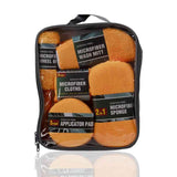 Darrahopens Auto Accessories > Auto Accessories Others > Automotive Cleaning 9-Piece Orange Car cleaning kit- Microfibre Wash Mitt, Sponge, Wheel Brush, Waxing Pads & Towels - Complete Auto Detailing Set for Home & Garage Use