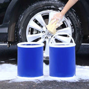 Darrahopens Auto Accessories > Auto Accessories Others > Automotive Cleaning 9L Foldable Oxford Fabric Car Wash Bucket with EVA Waterproof Lining & Zipper Carry Bag - Self Standing Structure, Portable Water Container for Car Cleaning and Outdoor Travel