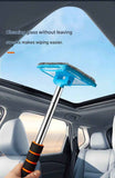 Blue Telescopic Car Windshield Cleaning Brush with 3 Replacement Microfiber- Aluminium Alloy Extendable Handle, 180° Rotatable Microfibre Head, Anti-Fog & Streak-Free Glass Wiper for Car & Home Use, Soft Grip Foam Handle