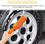 Darrahopens Auto Accessories > Auto Accessories Others > Automotive Cleaning Brushes - Set of 2 soft microfiber metal-free car rim and wheel brushes - Scratch-free tire brushes - for cleaning wheels - Universal accessory for washing car tires (orange and green)
