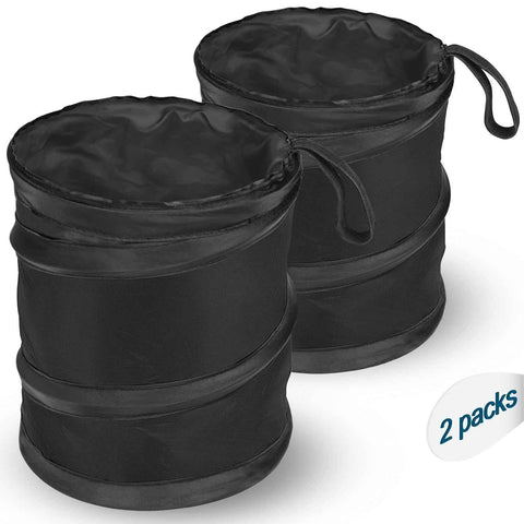 Darrahopens Auto Accessories > Auto Accessories Others > Automotive Cleaning Car Trash Can, 2 Packs Mini Collapsible Pop-up Car Garbage Can, Waterproof Hanging Car Trash Bag with Velcro, Car Trash Bin, Black
