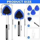 Darrahopens Auto Accessories > Auto Accessories Others > Automotive Cleaning Car Window Cleaning Kit - 5-Piece - Car Window Cleaning Tool - Car Window Cleaning Tool - Car Window Cleaning Brush with Telescopic Handle - 1 Handle + 4 Blue Cloths + 1 50ml Spray Bottle