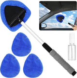 Darrahopens Auto Accessories > Auto Accessories Others > Automotive Cleaning Car Window Cleaning Kit - 5-Piece - Car Window Cleaning Tool - Car Window Cleaning Tool - Car Window Cleaning Brush with Telescopic Handle - 1 Handle + 4 Blue Cloths + 1 50ml Spray Bottle