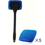Darrahopens Auto Accessories > Auto Accessories Others > Automotive Cleaning Dark blue Car Windshield Cleaning Brush with 5 Replacement Microfiber Pads Defogging Wiper Tool Glass Cleaner