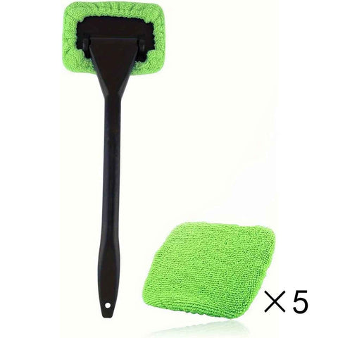 Darrahopens Auto Accessories > Auto Accessories Others > Automotive Cleaning Green Car Windshield Cleaning Brush with 5 Replacement Microfiber Pads Defogging Wiper Tool Glass Cleaner