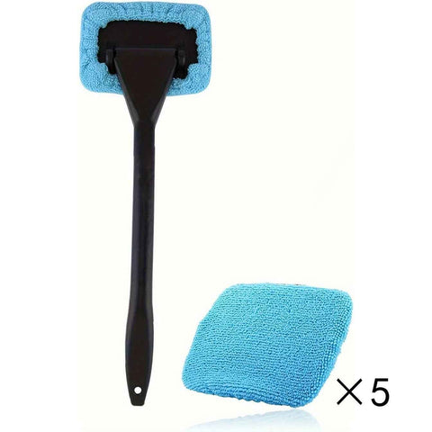 Darrahopens Auto Accessories > Auto Accessories Others > Automotive Cleaning Light blue Car Windshield Cleaning Brush with 5 Replacement Microfiber Pads Defogging Wiper Tool Glass Cleaner