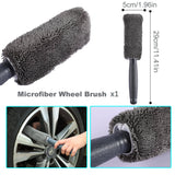 Darrahopens Auto Accessories > Auto Accessories Others > Automotive Cleaning Multi-Use Car Cleaning Kit – 9-Piece Auto Detailing Set with Wash Mitt, Wheel Brush, Microfiber Cloths, Sponge, Applicator Pads, Storage Bag (Gray)