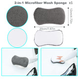 Darrahopens Auto Accessories > Auto Accessories Others > Automotive Cleaning Multi-Use Car Cleaning Kit – 9-Piece Auto Detailing Set with Wash Mitt, Wheel Brush, Microfiber Cloths, Sponge, Applicator Pads, Storage Bag (Gray)