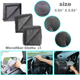 Darrahopens Auto Accessories > Auto Accessories Others > Automotive Cleaning Multi-Use Car Cleaning Kit – 9-Piece Auto Detailing Set with Wash Mitt, Wheel Brush, Microfiber Cloths, Sponge, Applicator Pads, Storage Bag (Gray)