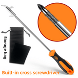 Multifunctional Car Tire Stone Remover Hook with Storage Bag, Zinc Alloy 4-Head Pick & Tire Brush – 28cm Stainless Steel Cleaning Tool Built-In Screwdriver and Emergency Window Breaker