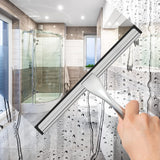 Darrahopens Auto Accessories > Auto Accessories Others > Automotive Cleaning Multipurpose Stainless Steel Shower Scraper for Shower Door with 2 Adhesive Hooks, Bathroom Cleaning Tools Home Window Mirror Scraper for Home Cleaning, Glass Door, Tile Wall, Car, 14 Inch Silver