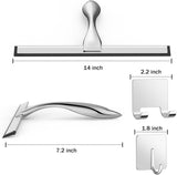 Darrahopens Auto Accessories > Auto Accessories Others > Automotive Cleaning Multipurpose Stainless Steel Shower Scraper for Shower Door with 2 Adhesive Hooks, Bathroom Cleaning Tools Home Window Mirror Scraper for Home Cleaning, Glass Door, Tile Wall, Car, 14 Inch Silver