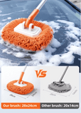 Darrahopens Auto Accessories > Auto Accessories Others > Automotive Cleaning Orange 21° Curved Car Wash Mop and Snow Scraper with 180° Rotating Detachable Pole & 2 x Extra Large Microfiber Brush Cover – 2 Section Telescopic (58–101.5 CM) Aluminum Alloy Cleaning Brush for Vehicle and Home Care