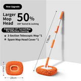 Darrahopens Auto Accessories > Auto Accessories Others > Automotive Cleaning Orange 21° Curved Car Wash Mop and Snow Scraper with 180° Rotating Detachable Pole & 2 x Extra Large Microfiber Brush Cover – 2 Section Telescopic (58–101.5 CM) Aluminum Alloy Cleaning Brush for Vehicle and Home Care