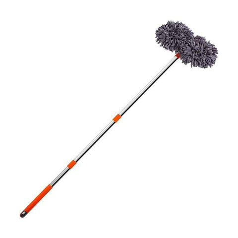 Darrahopens Auto Accessories > Auto Accessories Others > Automotive Cleaning Orange and Grey Telescopic Dual-Head Car Wash Brush with 360° Rotating Chenille Mop Head - Long Handle Auto Cleaning Tool