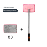 Darrahopens Auto Accessories > Auto Accessories Others > Automotive Cleaning Pink Telescopic Car Windshield Cleaning Brush with 3 Replacement Microfiber- Aluminium Alloy Extendable Handle, 180° Rotatable Microfibre Head, Anti-Fog & Streak-Free Glass Wiper for Car & Home Use, Soft Grip Foam Handle