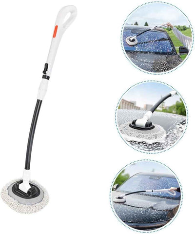 Professional Telescopic(55-120cm) Car Microfiber Wash Mop - 90° Rotating Detachable Brush Head, 15° Ergonomic Curved Rod & Handle - Durable Aluminum Alloy Chenille Brush for Car, Home and Window Cleaning