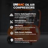 Darrahopens Auto Accessories > Auto Accessories Others > Automotive Cleaning UNIMAC 24L 2.0HP Air Compressor, Direct Drive, 2 Couplers for Airtools Tyre Inflation, Portable, Electric