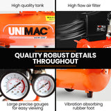 Darrahopens Auto Accessories > Auto Accessories Others > Automotive Cleaning UNIMAC 24L 2.0HP Air Compressor, Direct Drive, 2 Couplers for Airtools Tyre Inflation, Portable, Electric
