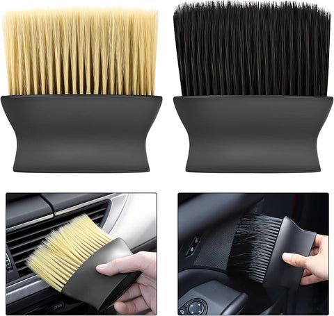 Darrahopens Auto Accessories > Auto Accessories Others > Automotive Cleaning Yellow & Black Car Detailing Brush Set (2-Pack): Soft Bristle Dust Cleaners for Air Vents, Dashboard & Home Use