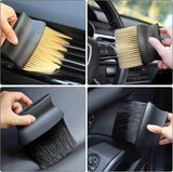 Darrahopens Auto Accessories > Auto Accessories Others > Automotive Cleaning Yellow & Black Car Detailing Brush Set (2-Pack): Soft Bristle Dust Cleaners for Air Vents, Dashboard & Home Use