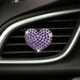 2 Pack Accessories, Crystal Cross & Heart Car Vent Clip Air Freshener, Diamond Car Decoration Essentials for Women (Purple)