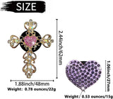 2 Pack Accessories, Crystal Cross & Heart Car Vent Clip Air Freshener, Diamond Car Decoration Essentials for Women (Purple)