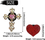 2 Pack Bling Car Vent Clip Decor, Diamond Cross & Heart Air Freshener - Women's Car Essentials (Red)