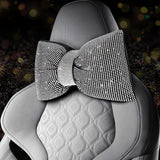 Darrahopens Auto Accessories > Auto Accessories Others > Automotive Decor 2 PCS Bling Car Pillows, Rhinestones Bowknot Bling Car Headrest Pillow, Car Neck Pillow for Driver Cool Relax Necksupport, White Crystal Diamond Car Accessories for Women