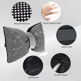 Darrahopens Auto Accessories > Auto Accessories Others > Automotive Decor 2 PCS Bling Car Pillows, Rhinestones Bowknot Bling Car Headrest Pillow, Car Neck Pillow for Driver Cool Relax Necksupport, White Crystal Diamond Car Accessories for Women
