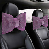 2 PCS Bling Car Pillows,Rhinestones Bowknot Car Headrest Pillow,Car Neck Pillow for Driver Relax Necksupport,Sleeping Travel Support Neck Pillow,Shiny Diamond Interior Accessories for Women,Pink