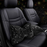 2 PCS Bling Car Pillows,Rhinestones Bowknot Car Headrest Pillow,Car Neck Pillow for Driver Relax Necksupport,Sleeping Travel Support Neck Pillow,Shiny Diamond Interior Accessories for Women,Black