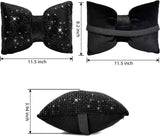 2 PCS Bling Car Pillows,Rhinestones Bowknot Car Headrest Pillow,Car Neck Pillow for Driver Relax Necksupport,Sleeping Travel Support Neck Pillow,Shiny Diamond Interior Accessories for Women,Black