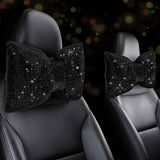 2 PCS Bling Car Pillows,Rhinestones Bowknot Car Headrest Pillow,Car Neck Pillow for Driver Relax Necksupport,Sleeping Travel Support Neck Pillow,Shiny Diamond Interior Accessories for Women,Black