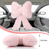 2 Pcs Car Neck Pillow Plush Butterfly Bow Car Headrest Pillow Comfortable Seat Neck Support Cute Head Rest Accessories for Driving Travel Driver Chair Girl Style Interior Decor(Pink)