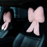 2 Pcs Car Neck Pillow Plush Butterfly Bow Car Headrest Pillow Comfortable Seat Neck Support Cute Head Rest Accessories for Driving Travel Driver Chair Girl Style Interior Decor(Pink)