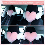 Darrahopens Auto Accessories > Auto Accessories Others > Automotive Decor 2 Pcs Plush Heart Shaped Pillow with Angel Wings Car Headrest Soft Comfortable Seat Pillow for Driving Travelling Room Office Car Decor, 19.7 x 8.3 Inch(White, Pink)