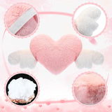 Darrahopens Auto Accessories > Auto Accessories Others > Automotive Decor 2 Pcs Plush Heart Shaped Pillow with Angel Wings Car Headrest Soft Comfortable Seat Pillow for Driving Travelling Room Office Car Decor, 19.7 x 8.3 Inch(White, Pink)