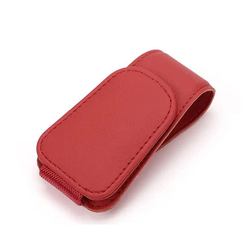 Darrahopens Auto Accessories > Auto Accessories Others > Automotive Decor 2 Pcs Red PU Leather Car Visor Sunglasses Holder - Multi-Functional Clip for Glasses, Cards & Tickets, 9.5x4.5cm