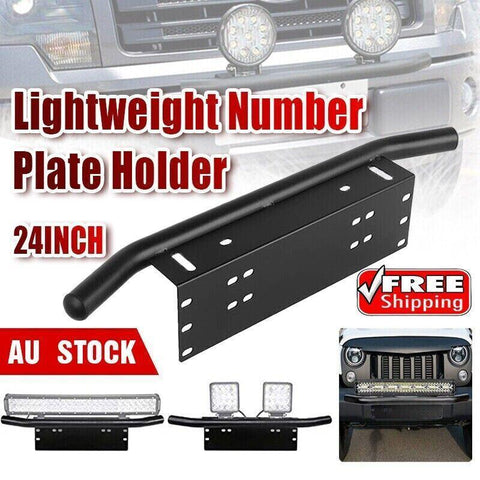 Darrahopens Auto Accessories > Auto Accessories Others > Automotive Decor 24inch Bull Bar Front Bumper License Number Plate Mount Bracket Led Light Holder