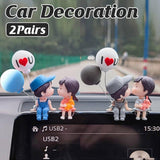 Darrahopens Auto Accessories > Auto Accessories Others > Automotive Decor 2pairs Cute Couple Car Interior Decorations Desktop Ornaments Car Accessories