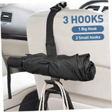 2PCS Multifunctional Car Seat Back Triple Hooks Organizer for Purses Umbrellas and Bags – Heavy Duty 15kg Easy Install Headrest Hangers for Car Interior Storage