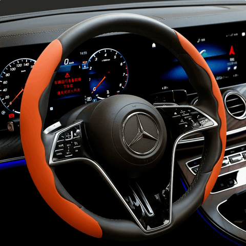Darrahopens Auto Accessories > Auto Accessories Others > Automotive Decor 2Pcs Soft Breathable Anti-Slip Faux Leather Steering Wheel Protector Car Cover- Orange