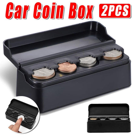 Darrahopens Auto Accessories > Auto Accessories Others > Automotive Decor 2X Car Coin Holder Portable Mini Change Storage Box Container Organizer Interior