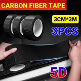 Darrahopens Auto Accessories > Auto Accessories Others > Automotive Decor 3PCS 3m Carbon Fiber Car Sticker Door Sill Anti-Scratch Tape DIY Protection Film