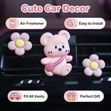 Darrahopens Auto Accessories > Auto Accessories Others > Automotive Decor 3Pcs Cute Bear Car Air Freshener Vent Clips, Aromatherapy Car Decor for Girls (Pink)