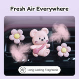 3Pcs Cute Bear Car Air Freshener Vent Clips, Aromatherapy Car Decor for Girls (Pink)