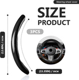 Darrahopens Auto Accessories > Auto Accessories Others > Automotive Decor 3pcs Universal Carbon Fiber Steering Wheel Cover - Anti-Slip & Segmented Design, Universal 99% Durable Steering Wheel Protector for Men and Women, Car Interior Accessory (Black)